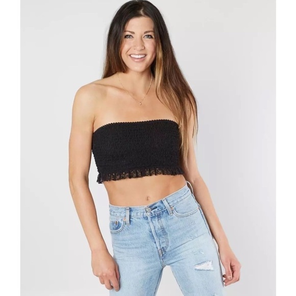 Free People Tops - Intimately Free People Callie Smocked Bandeau Top Black New Size XS